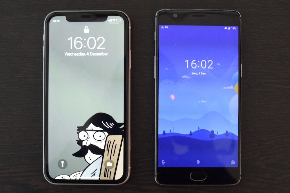 Comparing the front of iPhone and Oneplus phones