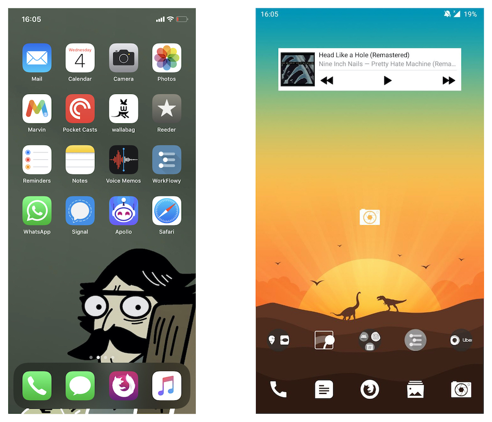 Comparing iOS and Android home-screens